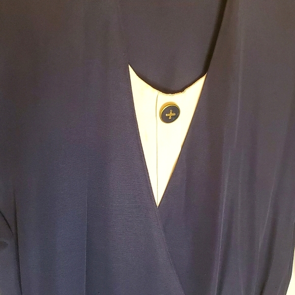 One-Piece Boxy Navy 80s Business Pantsuit with Removable Dickie - Picture 4 of 15